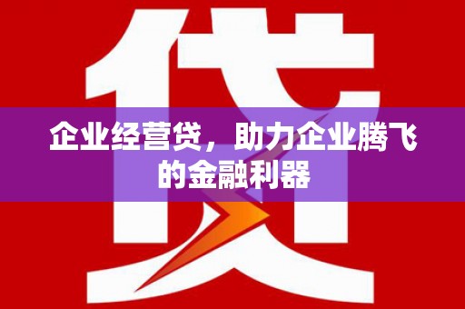 猇亭企业经营贷，助力企业腾飞的金融利器