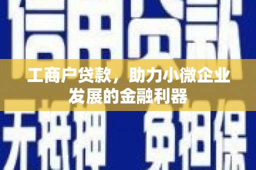 猇亭工商户贷款，助力小微企业发展的金融利器