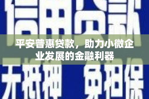 猇亭平安普惠贷款，助力小微企业发展的金融利器