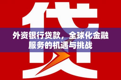 猇亭外资银行贷款，全球化金融服务的机遇与挑战
