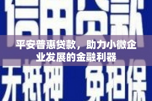猇亭平安普惠贷款，助力小微企业发展的金融利器